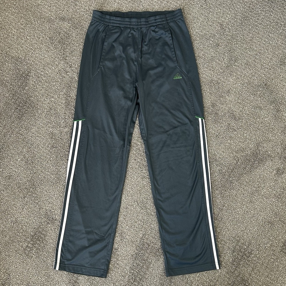 Adidas Climalite Track‎ Pants ~Men's SMALL~ Grey Green White Striped